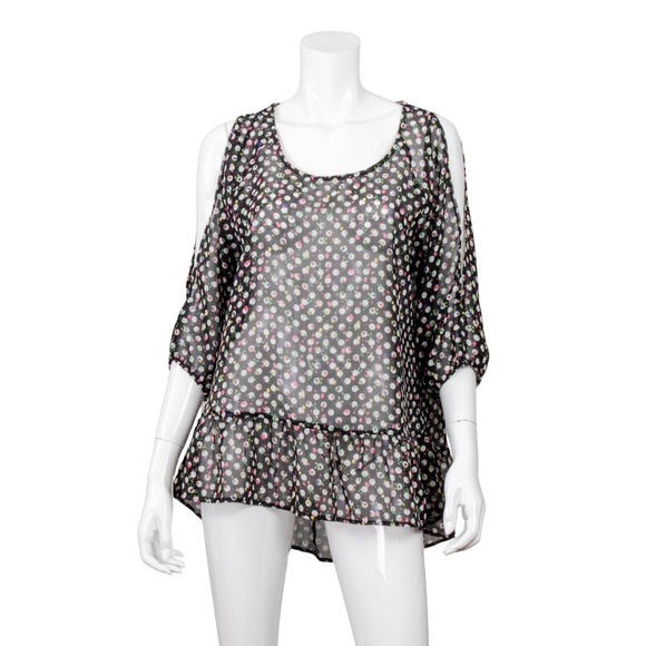 Sheer blouse, peek-a-boo shoulder - Picture 1 of 2